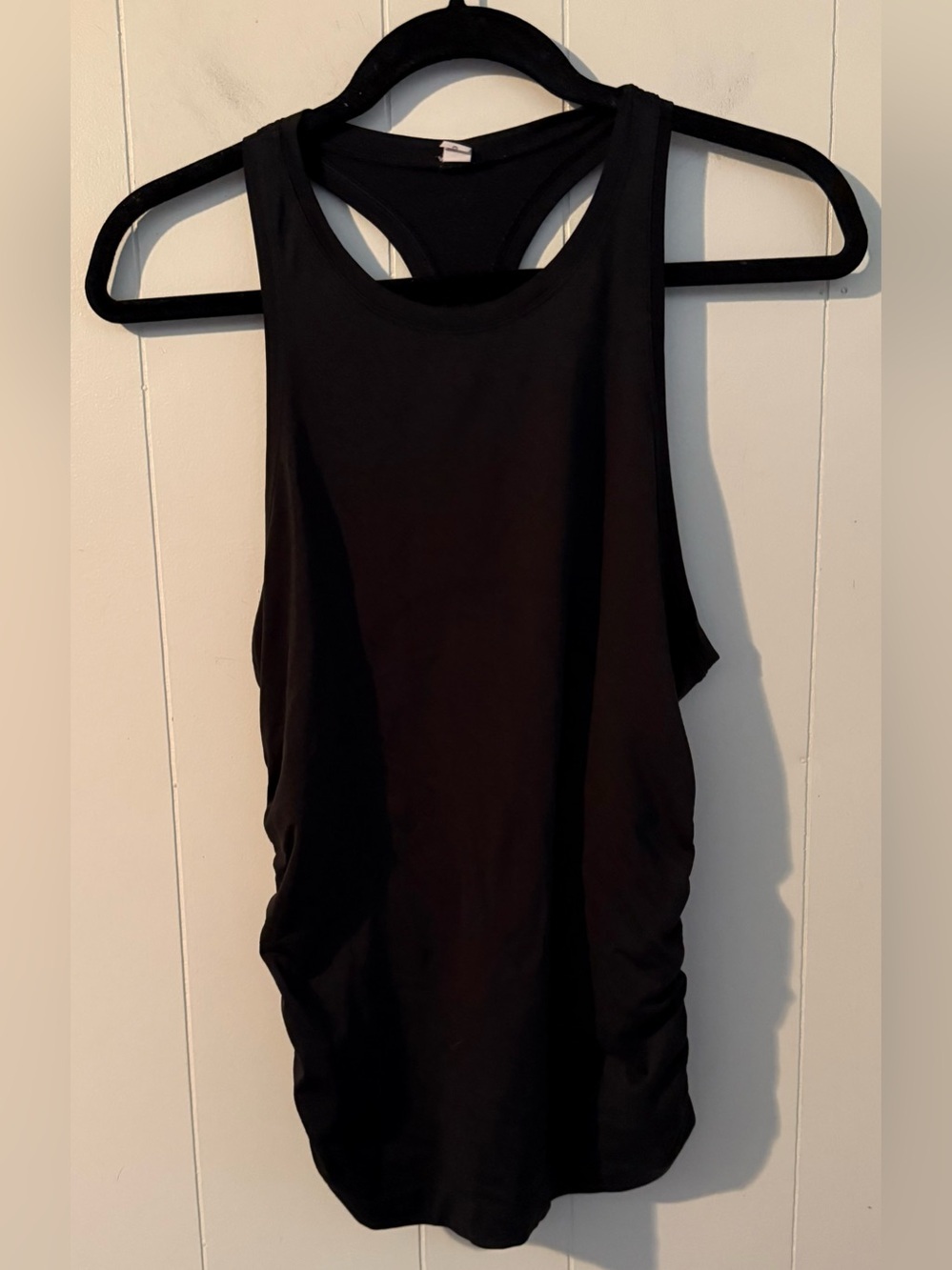 Lululemon Black Racerback Women’s Tank Top with Ruched Sides, Size 8